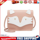 Women PU Leather Crossbody Cute Cartoon Cat Mini Square Shoulder Bag (Pink)