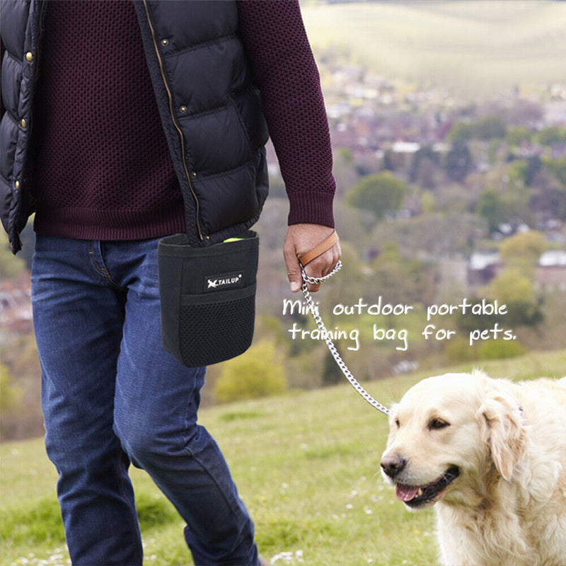 Portable Training Dog Snack Bags Oxford Outdoor Feed Storage Pouch (Black) Newly