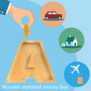 Creative Saving Box 26 English Alphabet Wooden Money Storage Box Jar (A) Newly