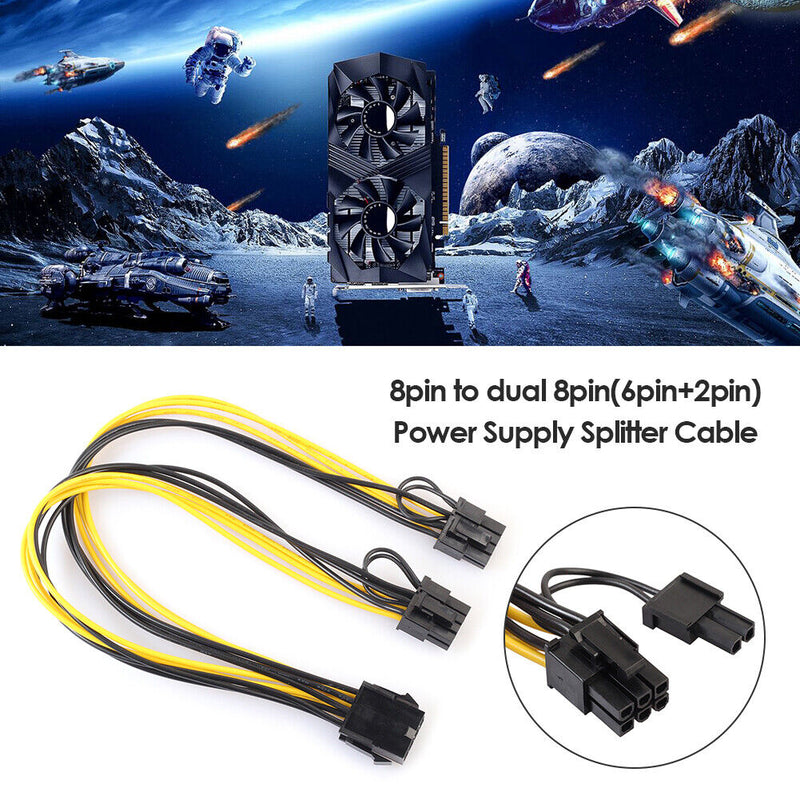 30cm CPU 8Pin to Graphics Video Card Double 8Pin (6Pin+2Pin) Power Cable