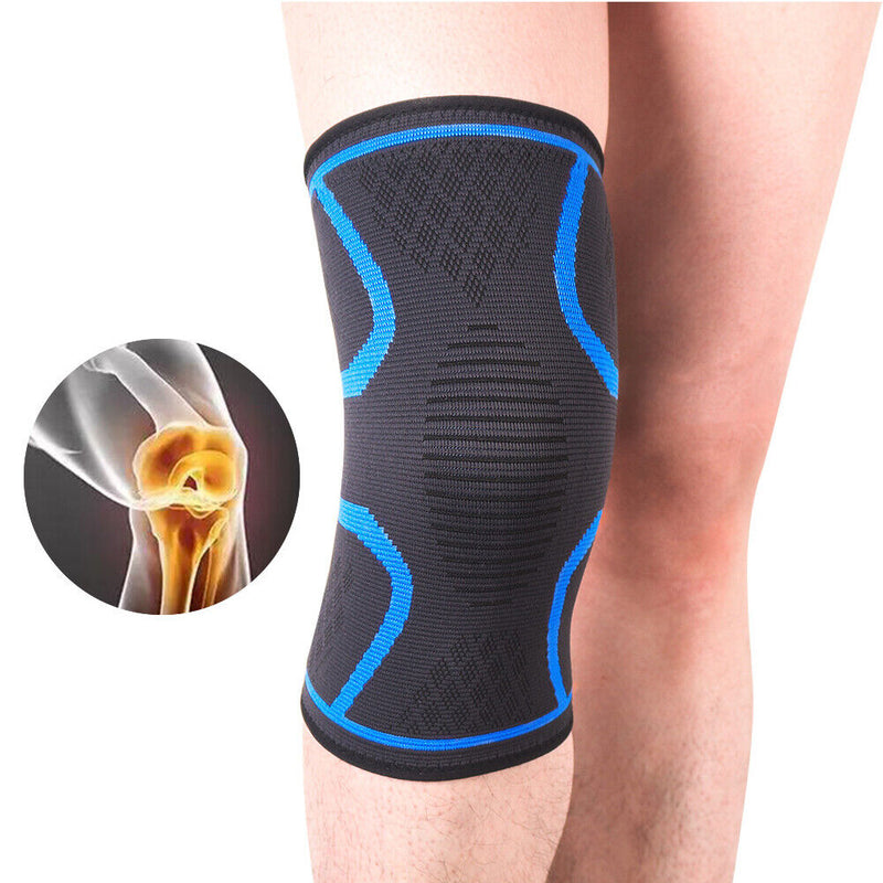 1pc Knitted Sports Compression Knee Protective Strap Knee Pad (Blue XL)