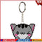 Bead Cross Stitch Stamped Needlework DIY Cartoon Cat Keychain Kit (SMX-070) #F