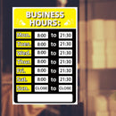 Business Hours Sign Hours of Operation Signs for Window / Door (Yellow) Newly