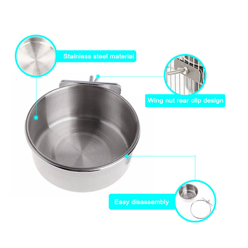 Anti-turnover Bird Cup Stainless Steel Food Feeder Bowl Hanging Pet Supplie