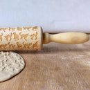 Cute Animal Wood Embossing Rolling Pin for DIY Baking Cookies Cake (Cat)