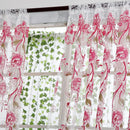 2PCS Peony Curtain Living Room Bedroom Home Door Window Curtain (Pink)