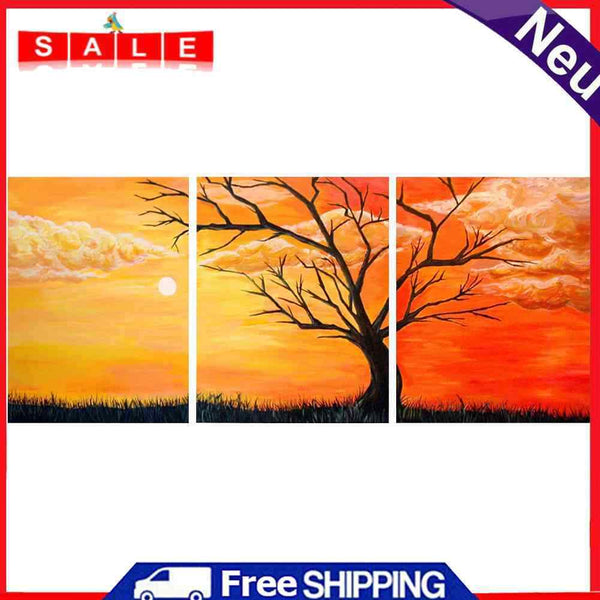 DIY Paint By Number Kit Beautiful Sunset Triptych Acrylic Paint Art Craft Gift