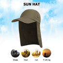 Unisex Fish Hat Sun Visor Cap Sun Protect with Ear Neck Cover (Army Green)