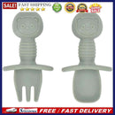 2pcs Baby Silicone Fork Spoon Set Toddler Learn To Eat Children Soft Utensi