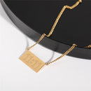 Lady Men Jewelry Titanium Steel Rectangle Pendant Necklace Clavicle Chain 11:11