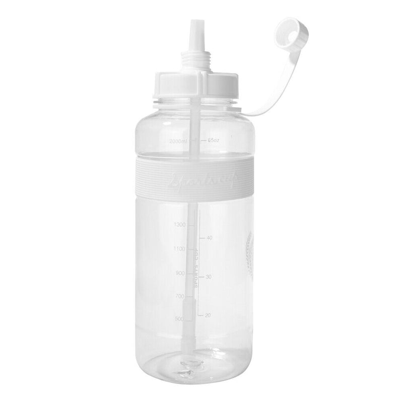 Portable Women Summer Gym Water Bottle Straw Large Capacity (White 2000ml) Newly