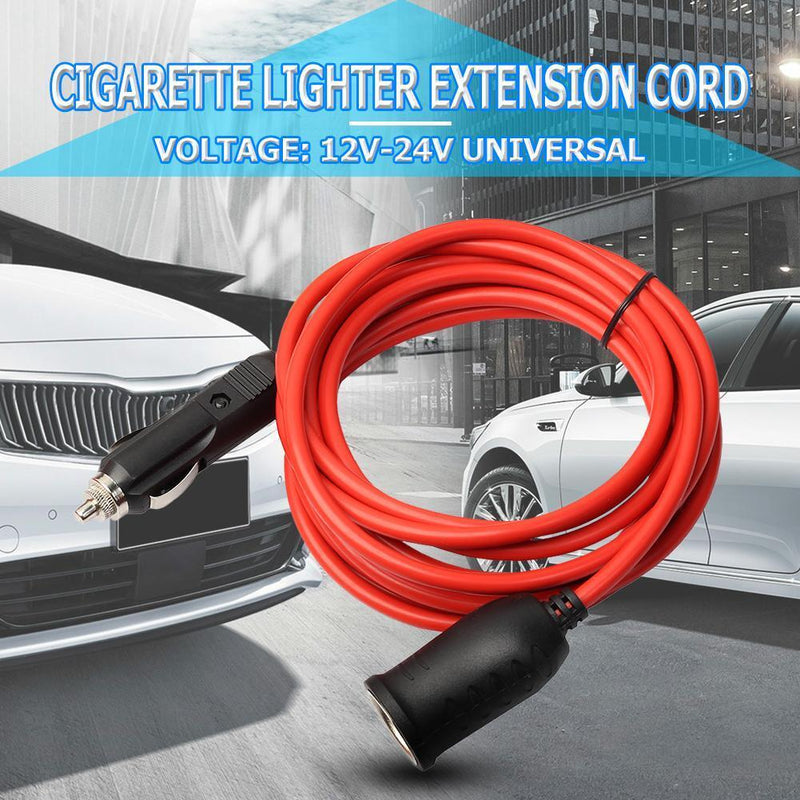 12V 24V 10A Car Cigarette Lighter Extension Cord Cable Plug to Socket 3.6m Red