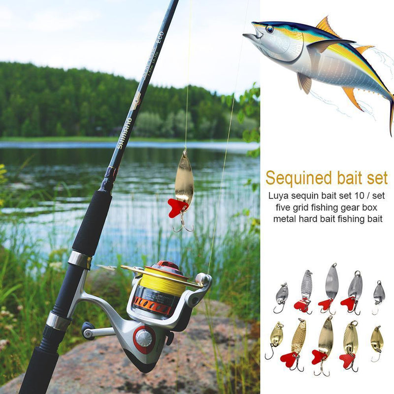 10pcs/pack Fishing Lures Spoon Bait Set Metal Hard Bait Lure Kit with Box