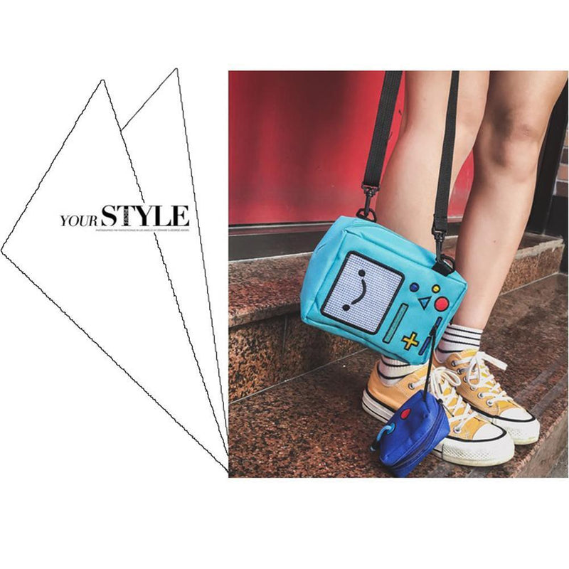 Fashion Women Mini Shoulder Bag Canvas Cartoon Robot Crossbody Bags Purse