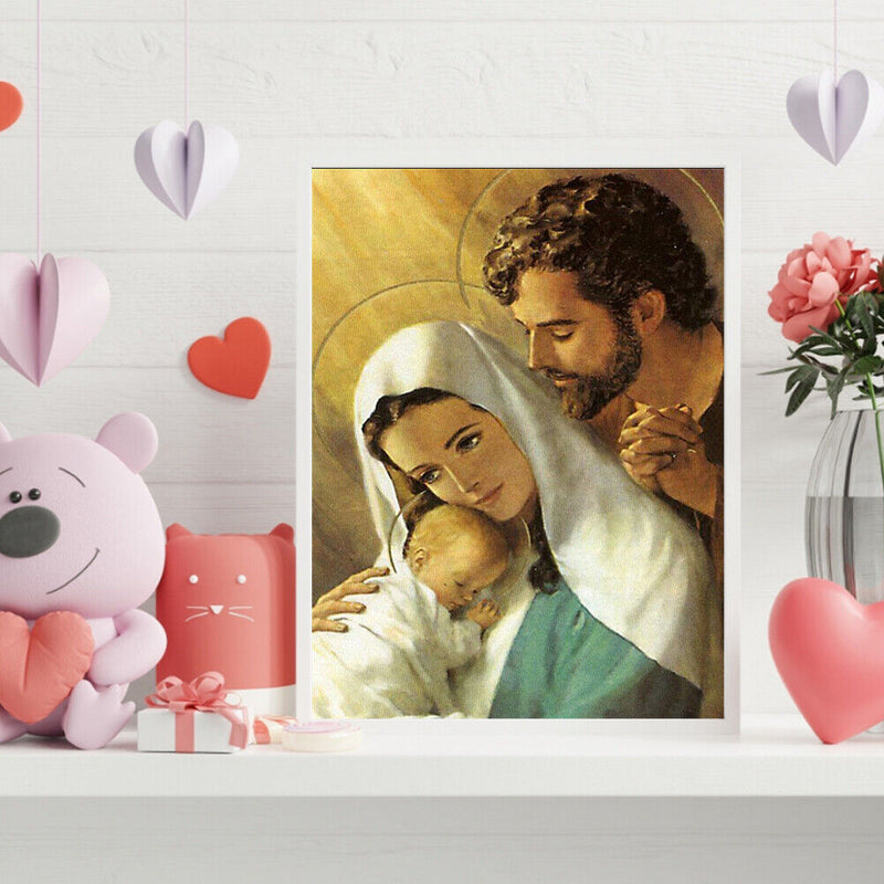 DIY Paint By Number Kit Frameless Family of Jesus Handpainted Canvas Art Deco