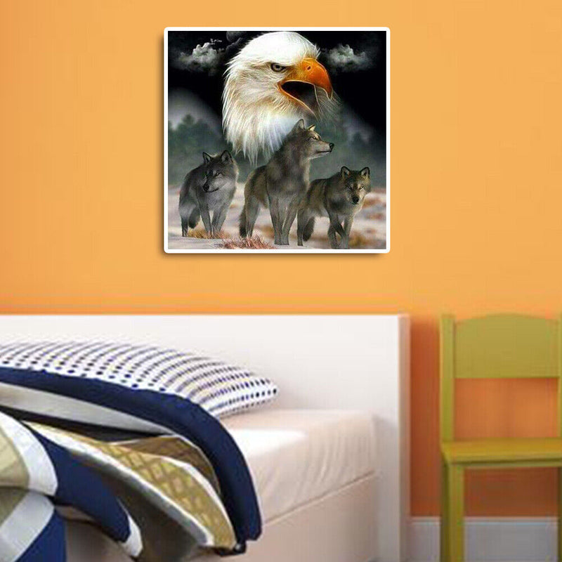 DIY Eagle and Wolf Frameless Oil Paint by Numbers Kit Handpainted Home Decor