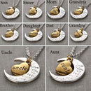 Chic Family Heart and Moon Necklace Pendant "I LOVE YOU TO THE MOON AND BACK"