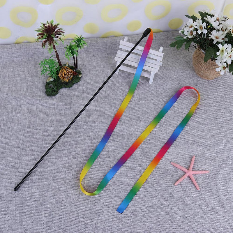 Interactive Toys for Cats, Rainbow Colors, Fabric Ribbon