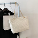 Metal Chain PU Quilted Crossbody Bag Female Solid Color Designer Top-handle Bag