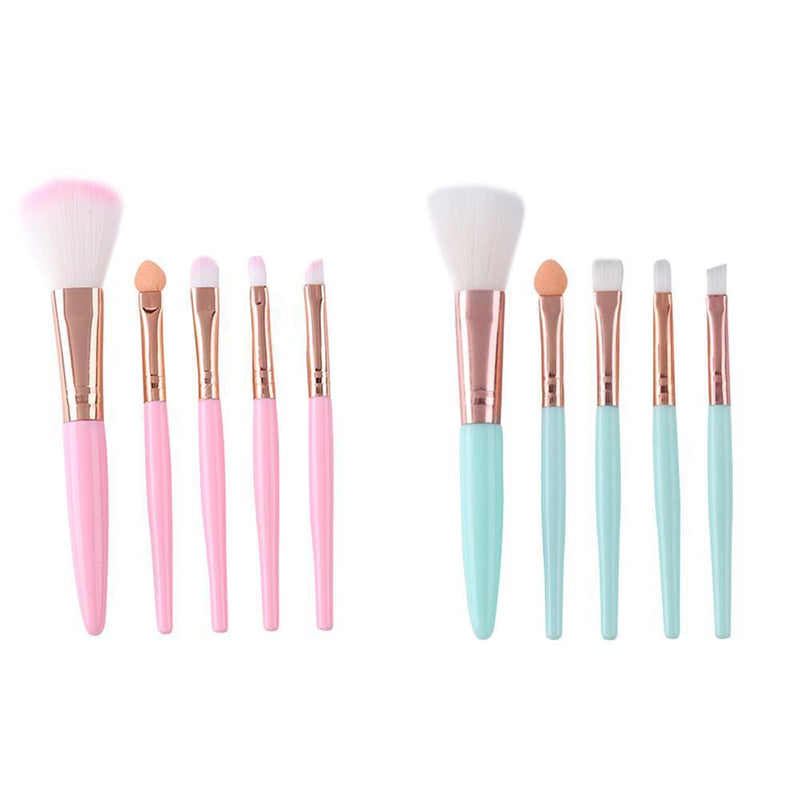 5pcs Portable Makeup Brush Set Soft Nylon Eyeshadow Foundation Brush (Blue)