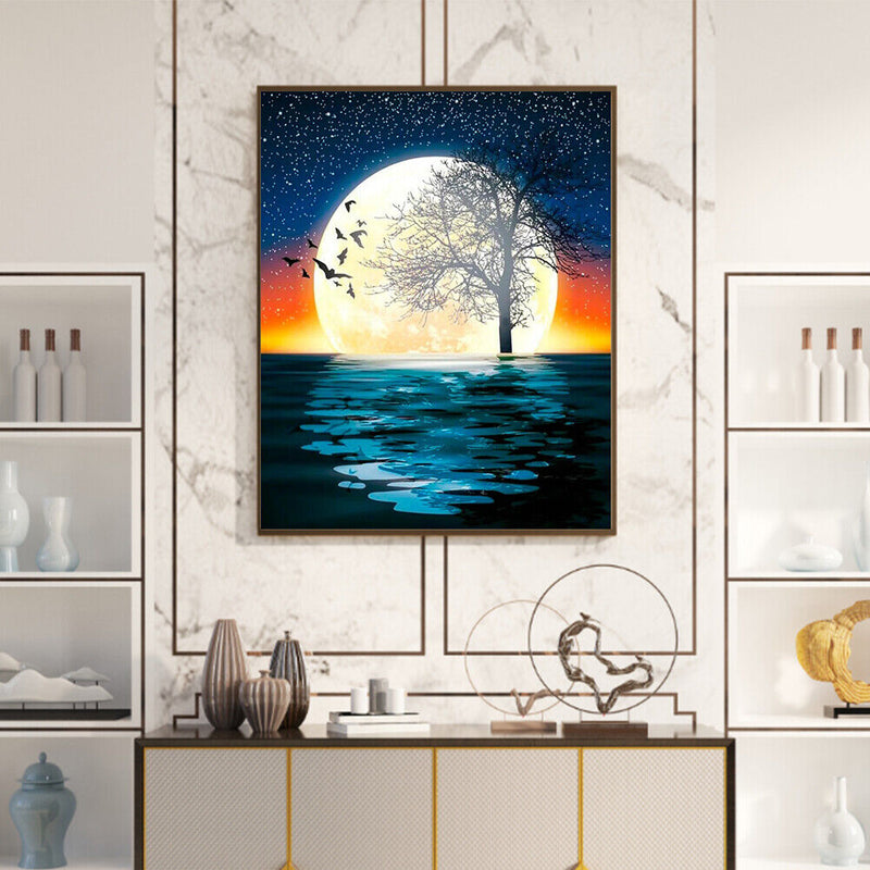Sea Moon Oil Paint By Numbers Kit DIY Acrylic Painting on Canvas Drawing