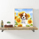 5D Diamond Painting Puppy Sunflower Full Round Drill Mosaic DIY Rhinestone Arts