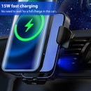 Wireless Car Charger 15W Fast Charging Auto-Clamping Car Phone Holder