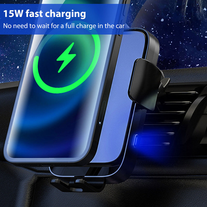 Wireless Car Charger 15W Fast Charging Auto-Clamping Car Phone Holder