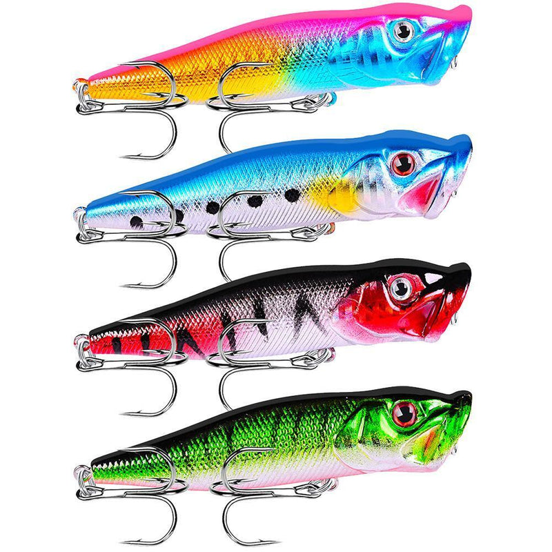 12g Popper Fishing Lure Treble Hook Artificial Hard Bait 9.5cm Jerkbait (A)