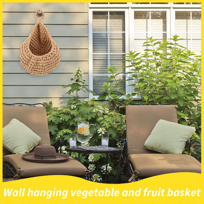 Hanging Basket Wall Planters Jute Teardrop Pot Holder for Fruits (20x19cm) Newly