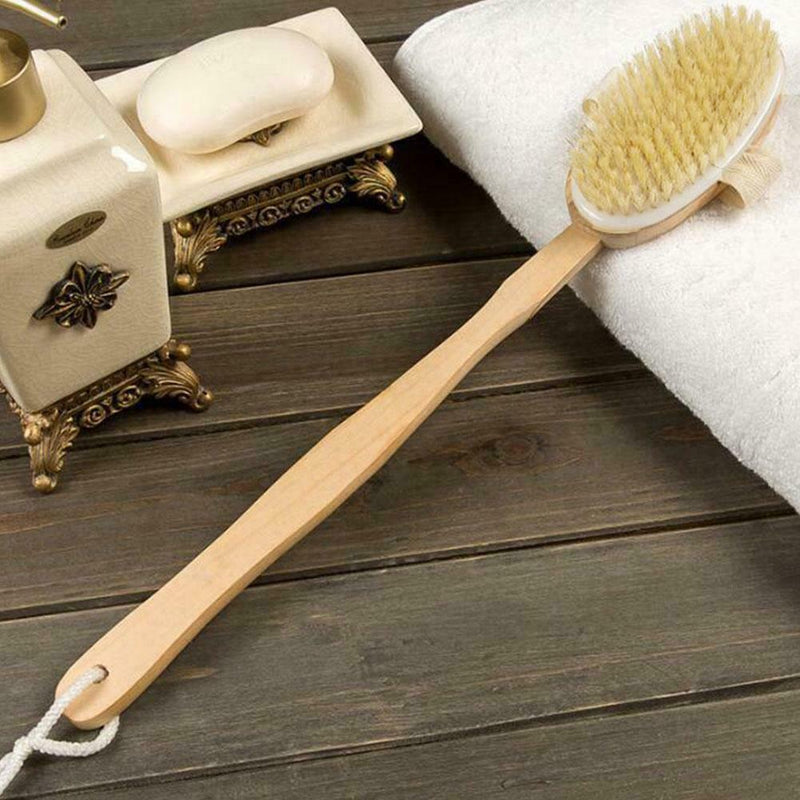 Long Handled Shower Bath Brush Wooden Loofah Back Scrubber Sap HOT F4L5