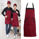 Unisex Halterneck Apron with 2 Pockets Chef Waiter Kitchen Cook Red Tool