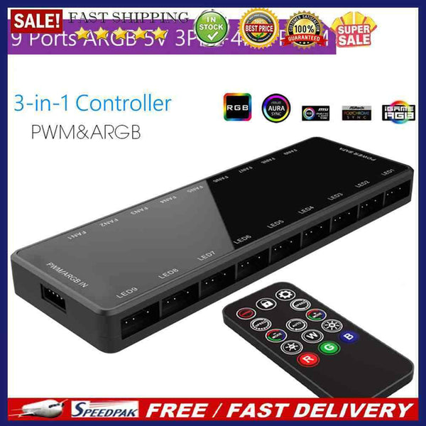 1 To 9 Controller Adapter Sata 5V 3 Pin Argb Cooling Fan 4 Pin Pwm for pc Case