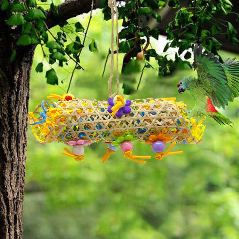 Parrots Shredder Toys Chewing Hanging Rattan Paper Strings Drawing with Bal