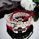 Top Tassel Woolen Multilayer Candy Color Beads Strech Bracelet (Red)