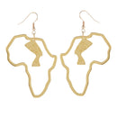 Female Simple African Map Hollow out Earrings Women Fashion Ethnic Ear Dang