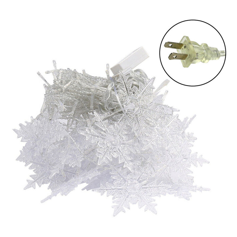 4m LED Snowflake Icicle Lamp Curtain String Lights Christmas (US Colorful)