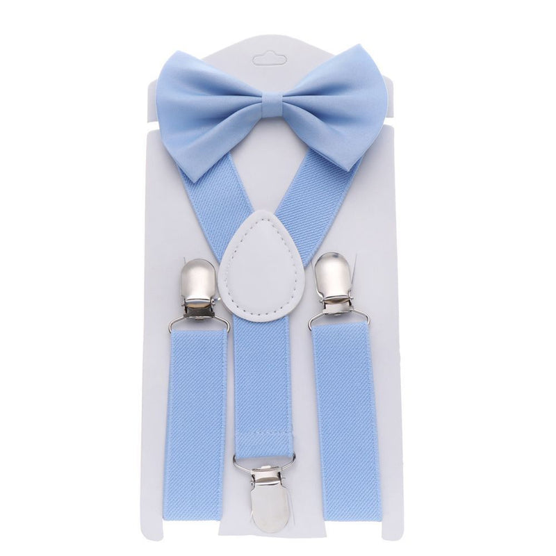 Dress Hair Bow Set Kids Suspenders Printed Bow Tie Cow Tie Belts Elastic Braces