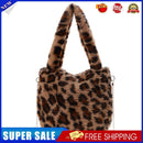Fashion Women Leopard Print Plush Shoulder Bag Winter Chain Handbag (Brown)
