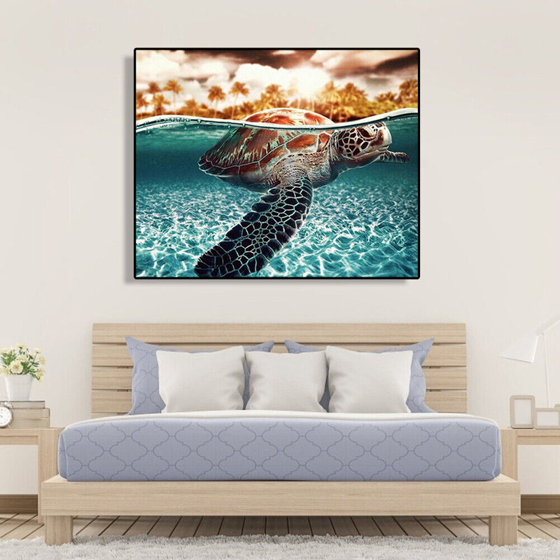 Painting By Numbers DIY Sea Turtle Hand Painted Canvas Oil Art Picture Craft Kit