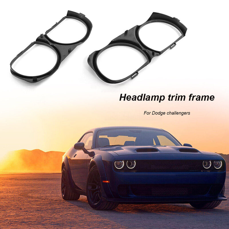 2pcs Front Headlight Lamp Bezel Trim Car Styling Accessory for Dodge Challenger