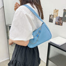 Retro Women Butterfly Chain Underarm Bag Casual PU Small Handbags (Blue)