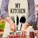 Kitchen Cutlery Linen Kitchen Apron Waterproof Cooking Pinafore (82x68cm)