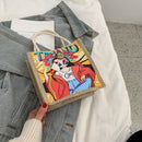 Casual Big Capacity Shopping Tote Portable Linen Women Lunch Bag Shoulder Pouch