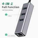 3 Ports USB 3.0 Splitter RJ45 USB HUB 1000Mbps Ethernet Adapter Expander