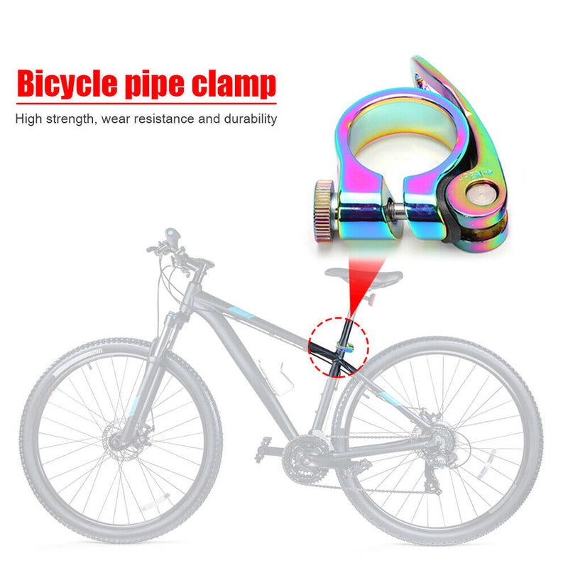 OUO MTB Bicycle Seat Clamp Aluminium Quick Release Seatpost Clip (31.8mm) Newly