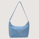 Women Solid Color Messenger Bag Lady Nylon Zipper Crossbody Bag (Blue)