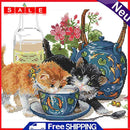 Partial Embroidery Cross Stitch Set Needlework Kit 14CT Lovely Kitty Artwork