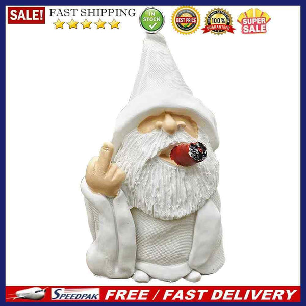 Funny Smoking Dwarf Garden Sculpture Ornaments Gnome Statue Home Yard Decor