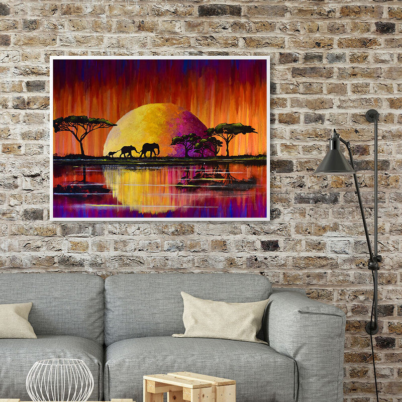 5D DIY Diamond Painting Kits Full Round Drill Moon Elephant Family Mosaic Craft